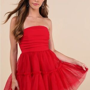 Elegant Red Strapless Dress
